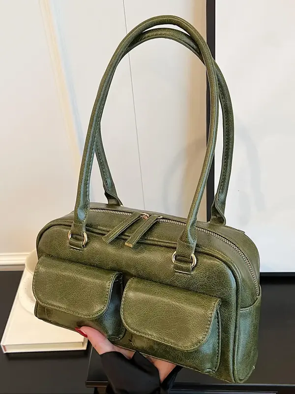 Women's Elegant Retro Shoulder Bag, Fashionable Solid Color Underarm Bag for Daily Used, Casual Trendy Versatile High-quality...