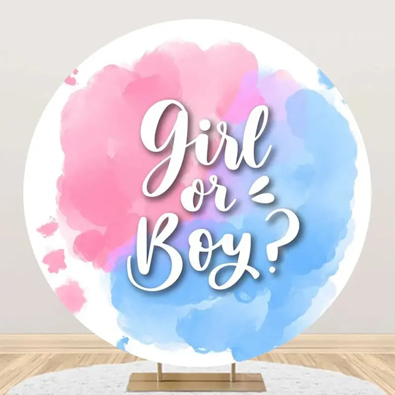 Round Pink Blue Girl Or Boy Gender Reveal Backdrop - Aperturee