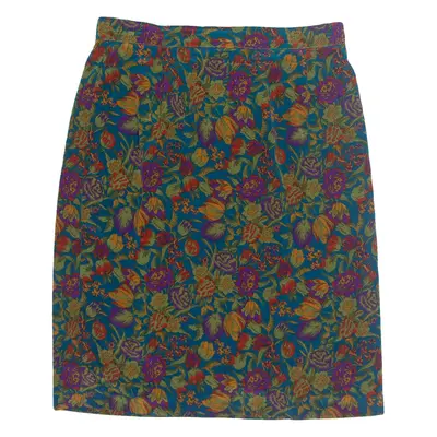 MARCOLAS Womens Pencil Skirt Blue Knee Length Viscose 90s Floral L