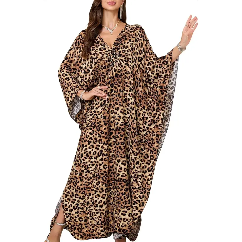 Women's Kaftan Dress 2025 V-Neck Beach Cover Up for Swimsuit, Lightweight Mumu Loungewear & Home Caftan Dress