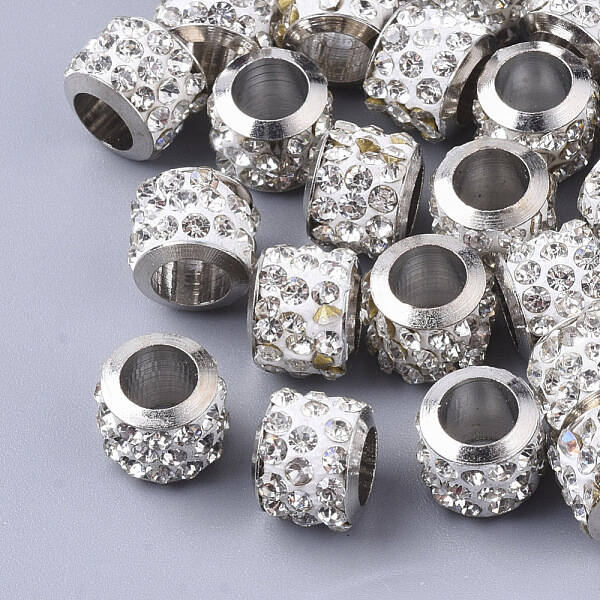 Polymer Clay Rhinestone European Beads