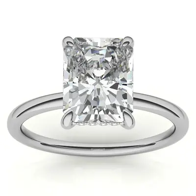 10K White Gold Emerald Cut Solitaire Moissanite Engagement Ring