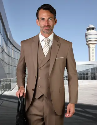 Statement Men's Wool Suit 3 Piece, 100% Solid Color