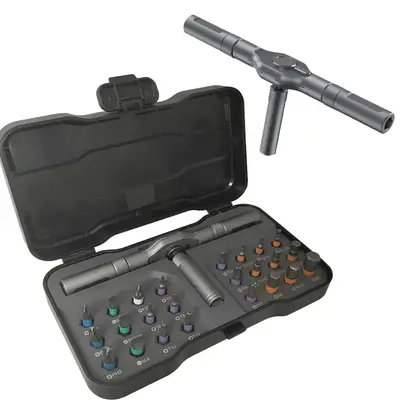 24-In-1 Magnetic Screwdriver Set, Multi-Functional Hand Tool Kit with Detachable T-Handle Ratchet, DIY Home Maintenance Toolb...