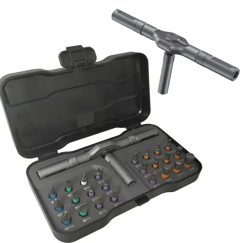 24-In-1 Magnetic Screwdriver Set, Multi-Functional Hand Tool Kit with Detachable T-Handle Ratchet, DIY Home Maintenance Toolb...