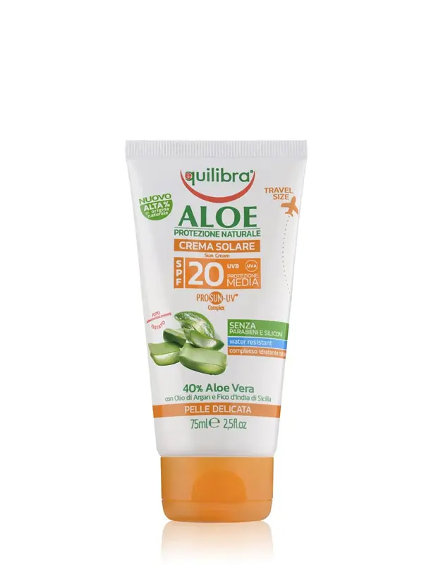 Aloe Sun Cream Spf20 Mini Size Equilibra® 75ml