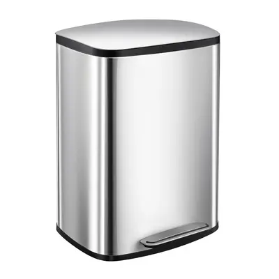 Garvee 13Gal Stainless Steel Kitchen Trash Can, 50L Pedal Heavy Duty Hands-Free Garbage Can, Commercial Brushed Step Waste Bi...