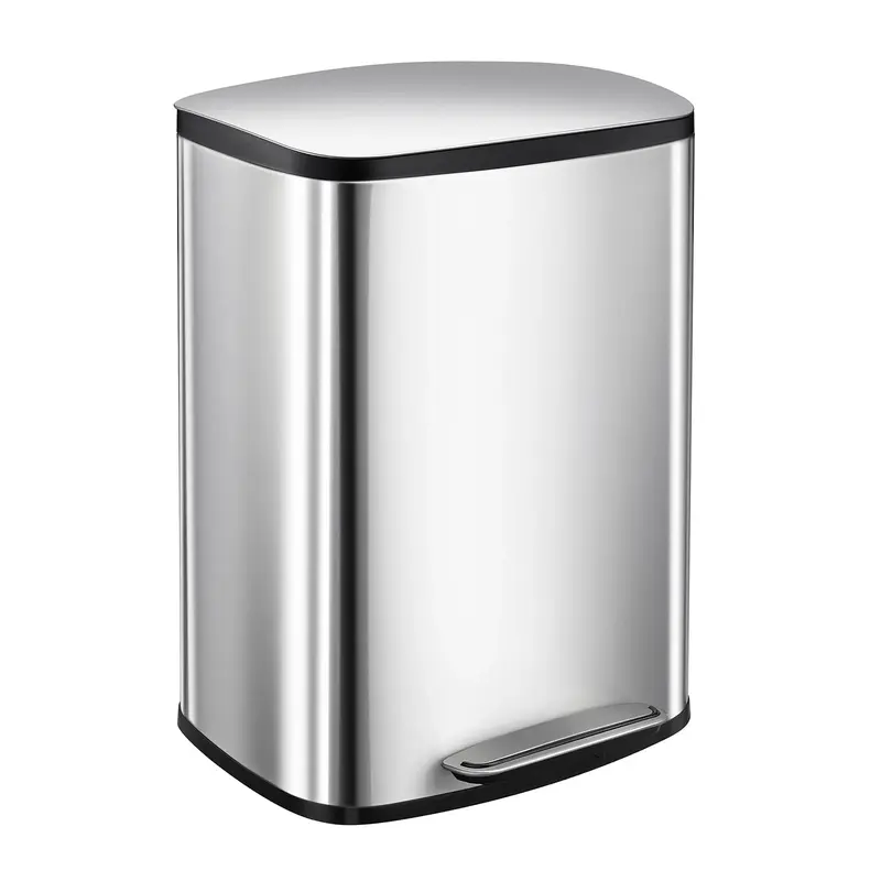 Garvee 13Gal Stainless Steel Kitchen Trash Can, 50L Pedal Heavy Duty Hands-Free Garbage Can, Commercial Brushed Step Waste Bi...