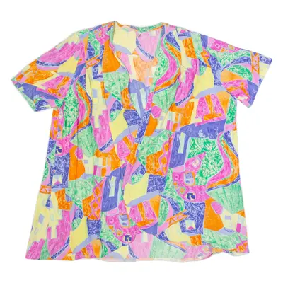 Womens Kimono Blouse Pink Crazy Pattern UK 16