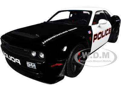 2023 Dodge Challenger Demon Police Black and White 1/18 Diecast Model Car by Solido