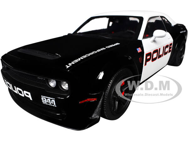 2023 Dodge Challenger Demon Police Black and White 1/18 Diecast Model Car by Solido