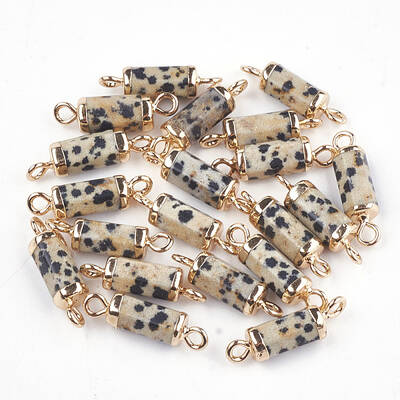 Electroplate Natural Dalmatian Jasper Links connectors