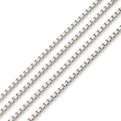 Anti-Tarnish Rhodium Plated 925 Sterling Silver Box Chains