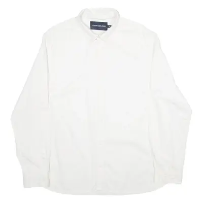 CALVIN KLEIN JEANS Mens Plain Shirt White Long Sleeve XL