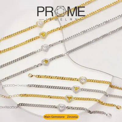 Heart Zircon Necklace and Bracelet Set Modern Minimalist Style for Daily Wear or Special Occasions