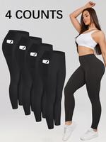 Women's Solid High Waist Pocket Leggings, Casual Comfy Breathable Skinny Pants for Yoga Gym Workout, Leggings for Women, Ladi...