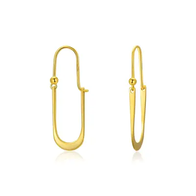18K Gold Oval Shaped Drop Earrings
