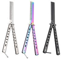 Stainless Steel Folding Comb, 1 Count Butterfly Comb Trimmer, Heatless Styling Tool for Beginners, Ideal Gift, Foldable Comb,...