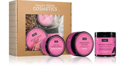 LaQ Kitten Magnolia Gift Set Softening Sugar Scrub 220g + Moisturizing Body Cream 200ml + Deep Cleansing Mousse 40g