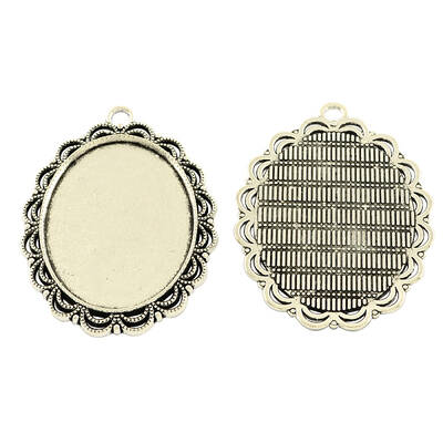 Tibetan Style Alloy Oval Pendant Cabochon Settings