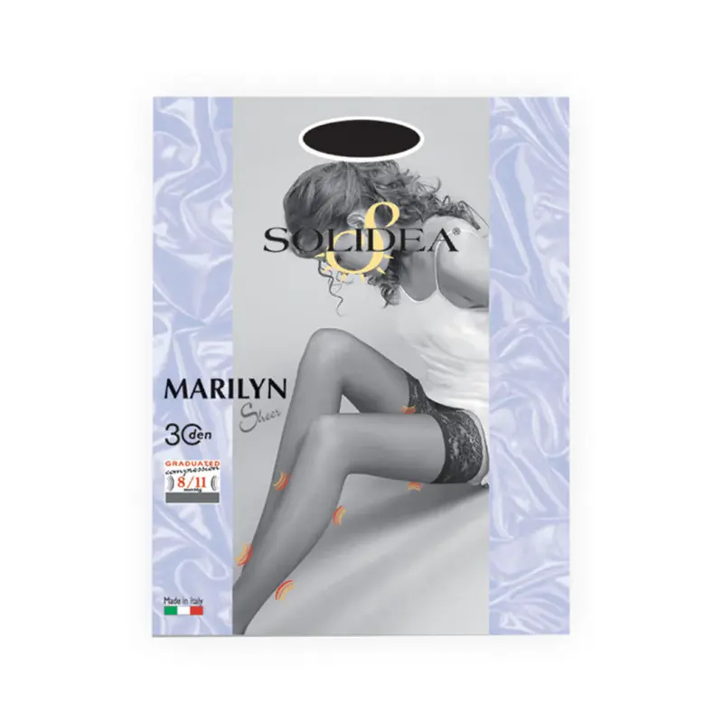 Solidea Marilyn 30 Den Sheer Hold Ups Compression 8 11mmHg 3ML Glace