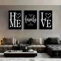 Heart & Letter Pattern Unframed Painting, 3 Counts/set Modern Canvas Wall Art, Interior Wall Decor for Home Living Room Bedro...