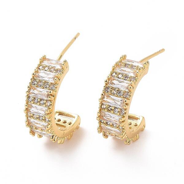 Clear Cubic Zirconia Arc Stud Earrings