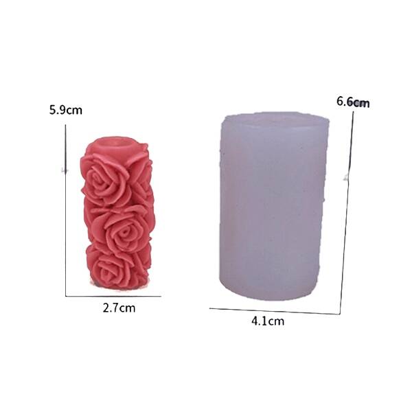 Valentine's Day Rose Flower Pillar Aromatherapy Candle Silicone Mold