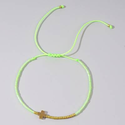 Simple European Style Glass Seed Bead & Cross Braided Bead Bracelets for Women