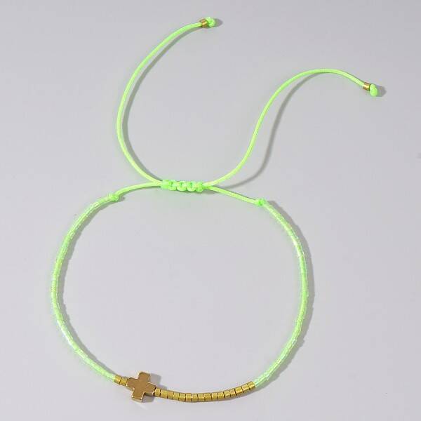 Simple European Style Glass Seed Bead & Cross Braided Bead Bracelets for Women