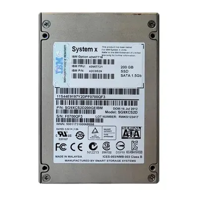 43W7721 IBM 200GB Multi-Level Cell SATA 3Gb/s Hot Swappable 2.5-Inch Solid State Drive