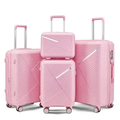 Luggage Sets 4 Piece(14/20/24/28), Expandable Lightweight Suitcase with 4 Double 360 Degrees Mute Spinner Wheels PP Materials...
