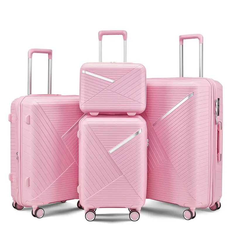 Luggage Sets 4 Piece(14/20/24/28), Expandable Lightweight Suitcase with 4 Double 360 Degrees Mute Spinner Wheels PP Materials...