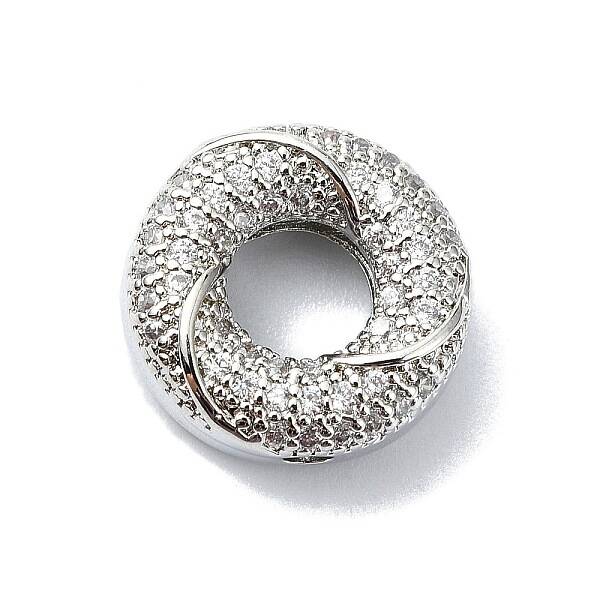 Rack Plating Brass Micro Pave Clear Cubic Zirconia Beads