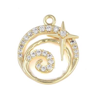Brass Micro Pave Clear Cubic Zirconia Pendants