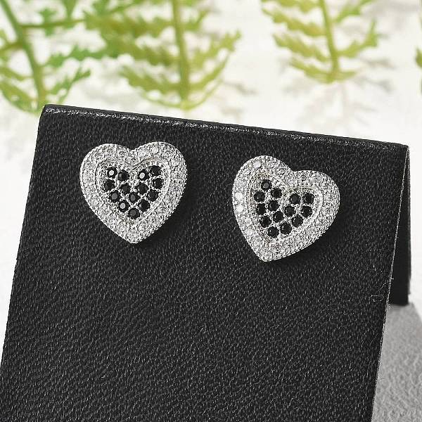 Brass Micro Pave Cubic Zirconia Stud Earrings for Women