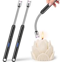 USB Rechargeable Electric Lighters 2 Pack Windproof Arc Lighters with LED Display for Grill BBQ Camping and Fireplace
