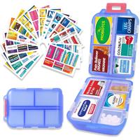 Pill Organizer with 161 Medicine Labels Travel Daily Pill Container Mini Medication Organizer Storage Pill Organizer Pill Cas...