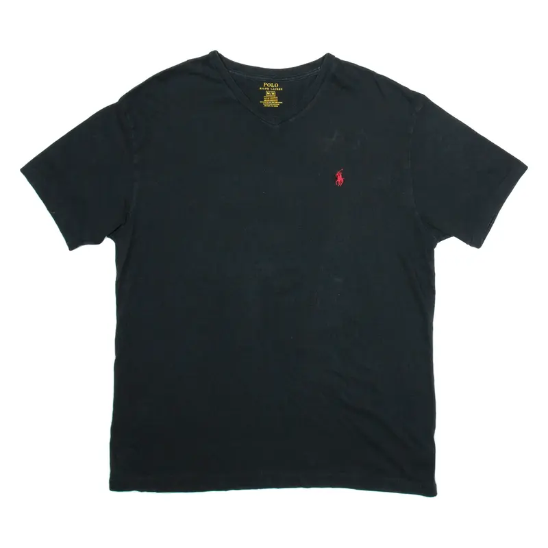 POLO RALPH LAUREN Mens T-Shirt Black V-Neck M