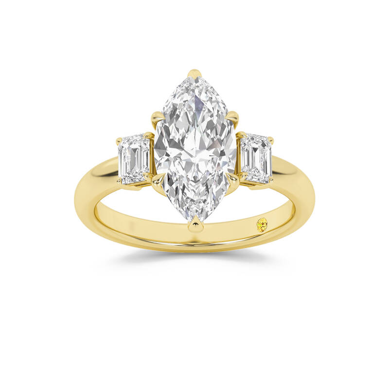 Moonbeam Three Stone Marquise Lab Grown Diamond Engagement Ring | 10K Yellow Gold 3 1/2 CT. TW.