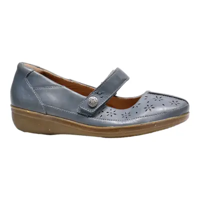 CLARKS Ballet Shoes Blue Leather Womens UK 7