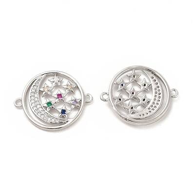 Brass Micro Pave Colorful Cubic Zirconia Connector Charms