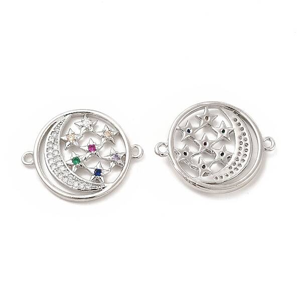 Brass Micro Pave Colorful Cubic Zirconia Connector Charms