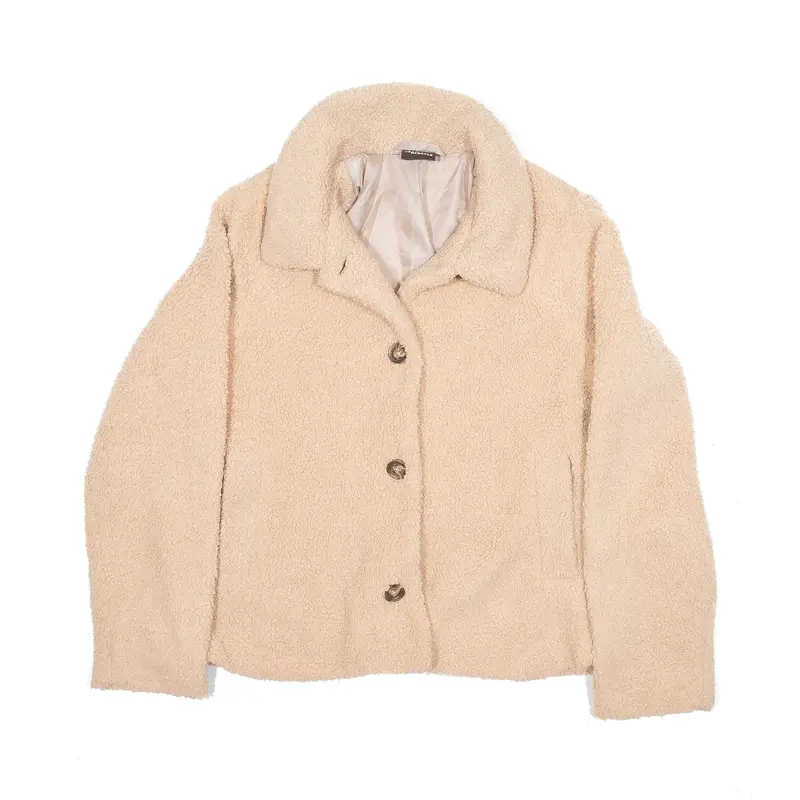 JEAN PASCALE Teddy Fleece Jacket Beige Womens M