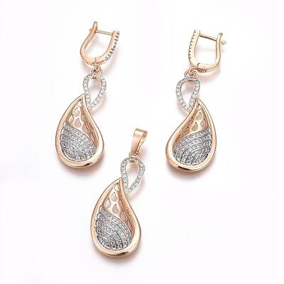 Brass Micro Pave Cubic Zirconia Jewelry Sets