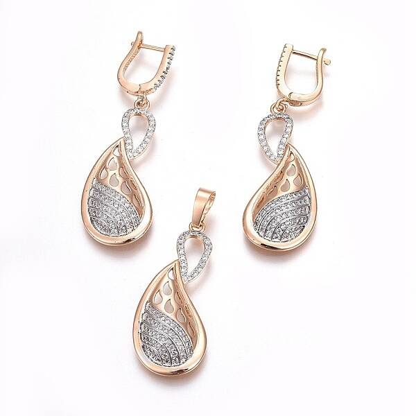 Brass Micro Pave Cubic Zirconia Jewelry Sets