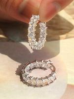 Rhinestone Decorated Hoop Earrings for Women & Girls, Fashion Jewelry for Party, Daily Clothing Decor, Trendy All-match & Exq...