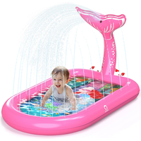 QPAU Splash Pads for Toddlers 1-3, Pink Mermaid Toy Splash Pad for Kids, Outdoor Play Mat for Babies, Inflatable Pool for Bir...