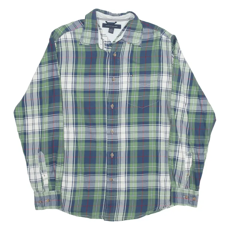 TOMMY HILFIGER Shirt Green Check Long Sleeve Mens S