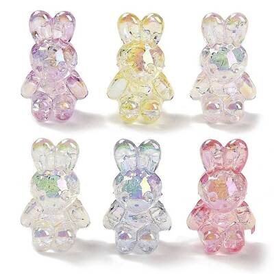 UV Plating Transparent Rainbow Iridescent Acrylic Beads